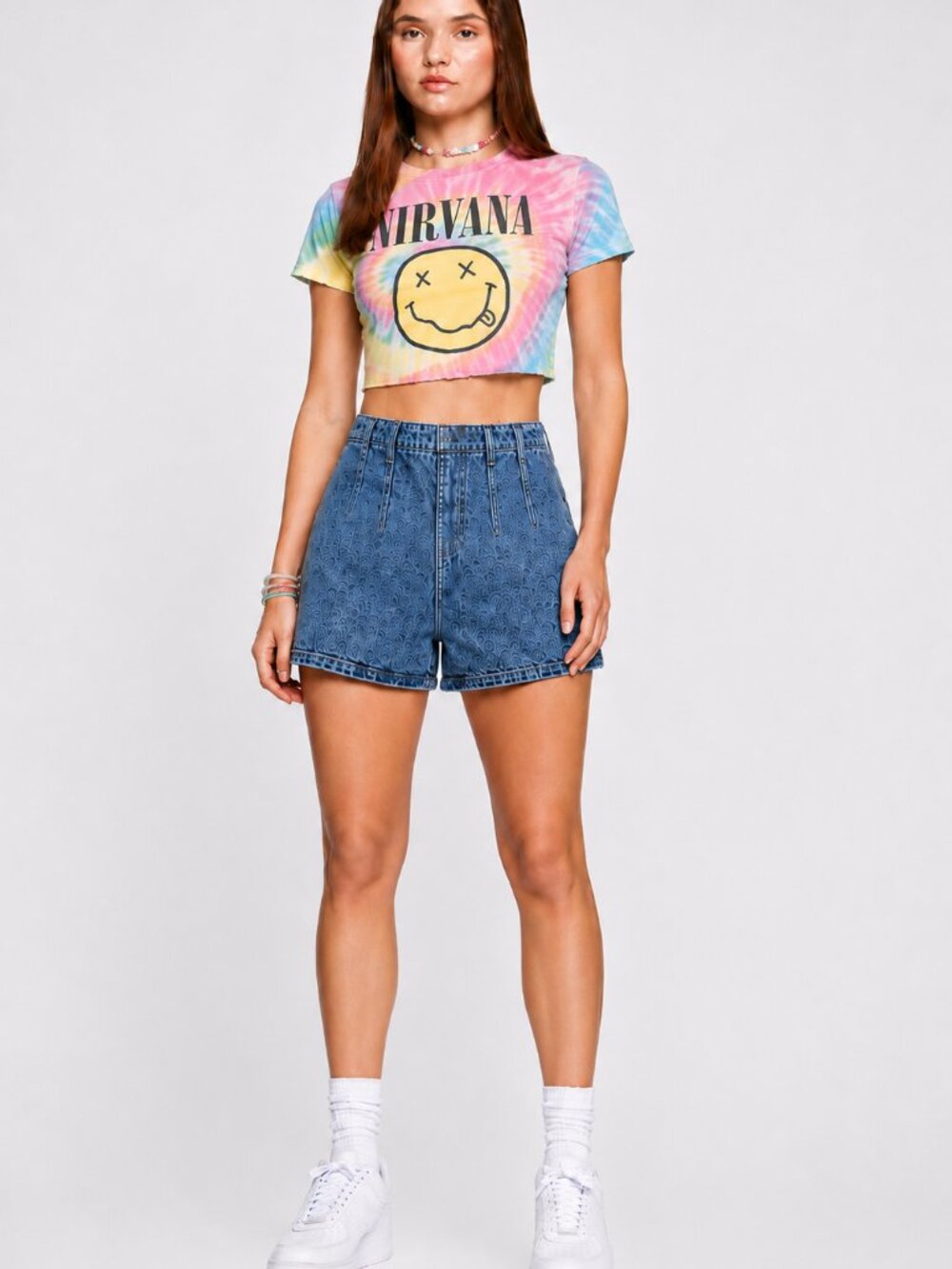 Forever 21 High Waist Acid Wash Medium Denim Shorts Blue Size 29 Vintage Y2K NWT